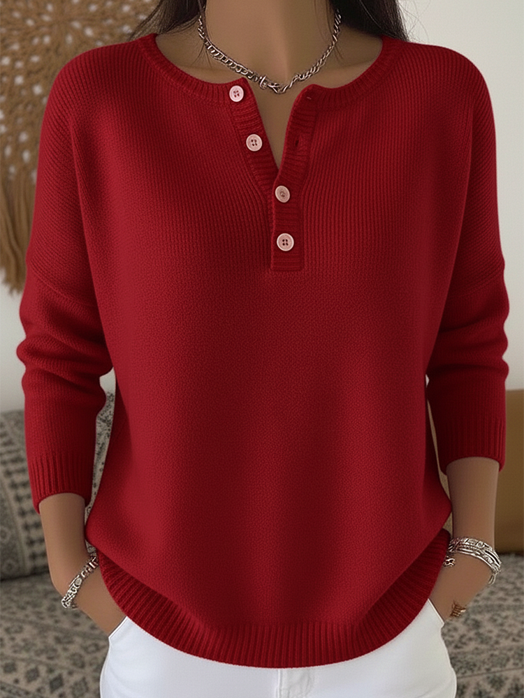 Sarah - Button Henley Sweater
