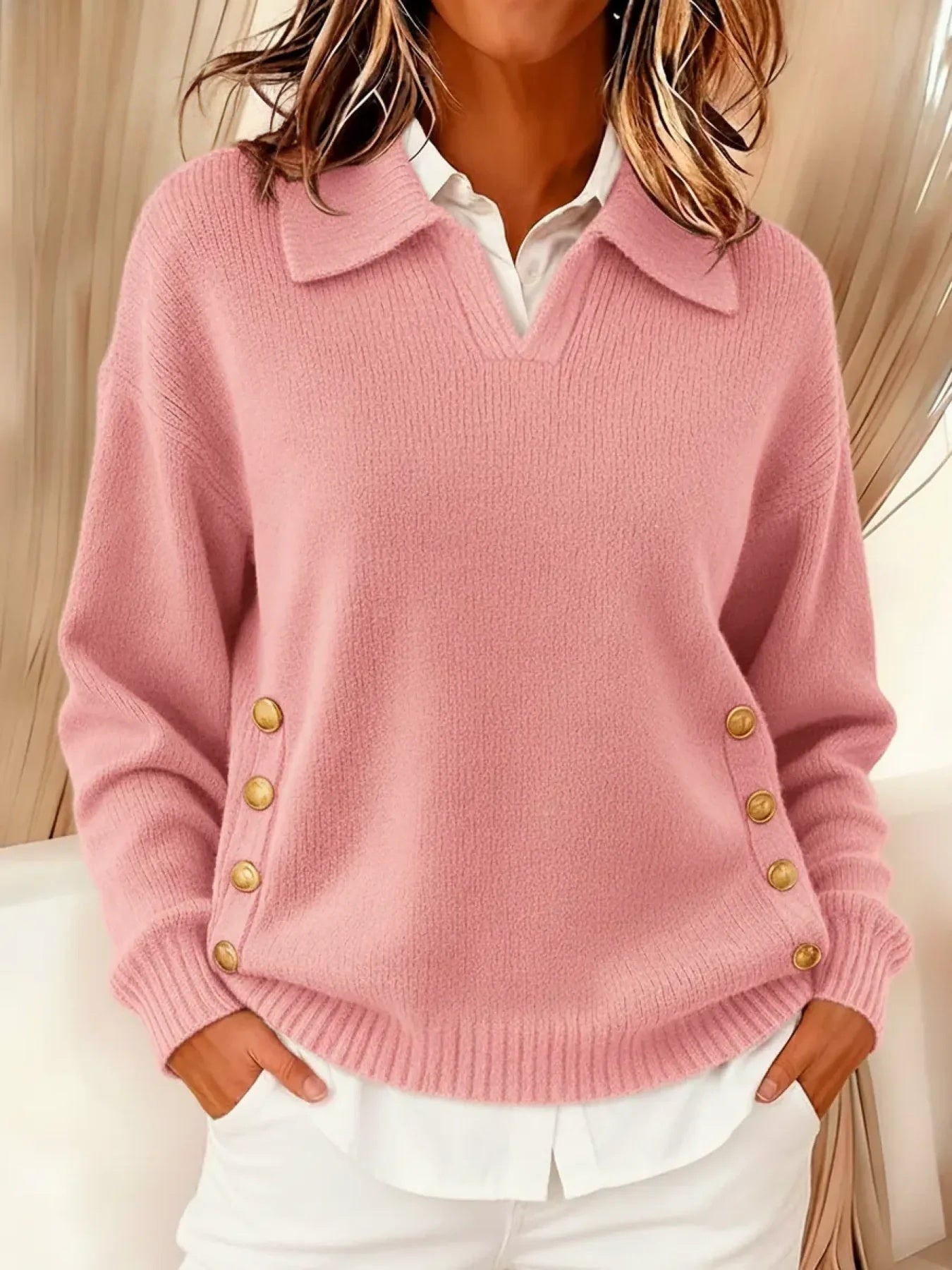 Lorayne - Button Detail Knit Sweater