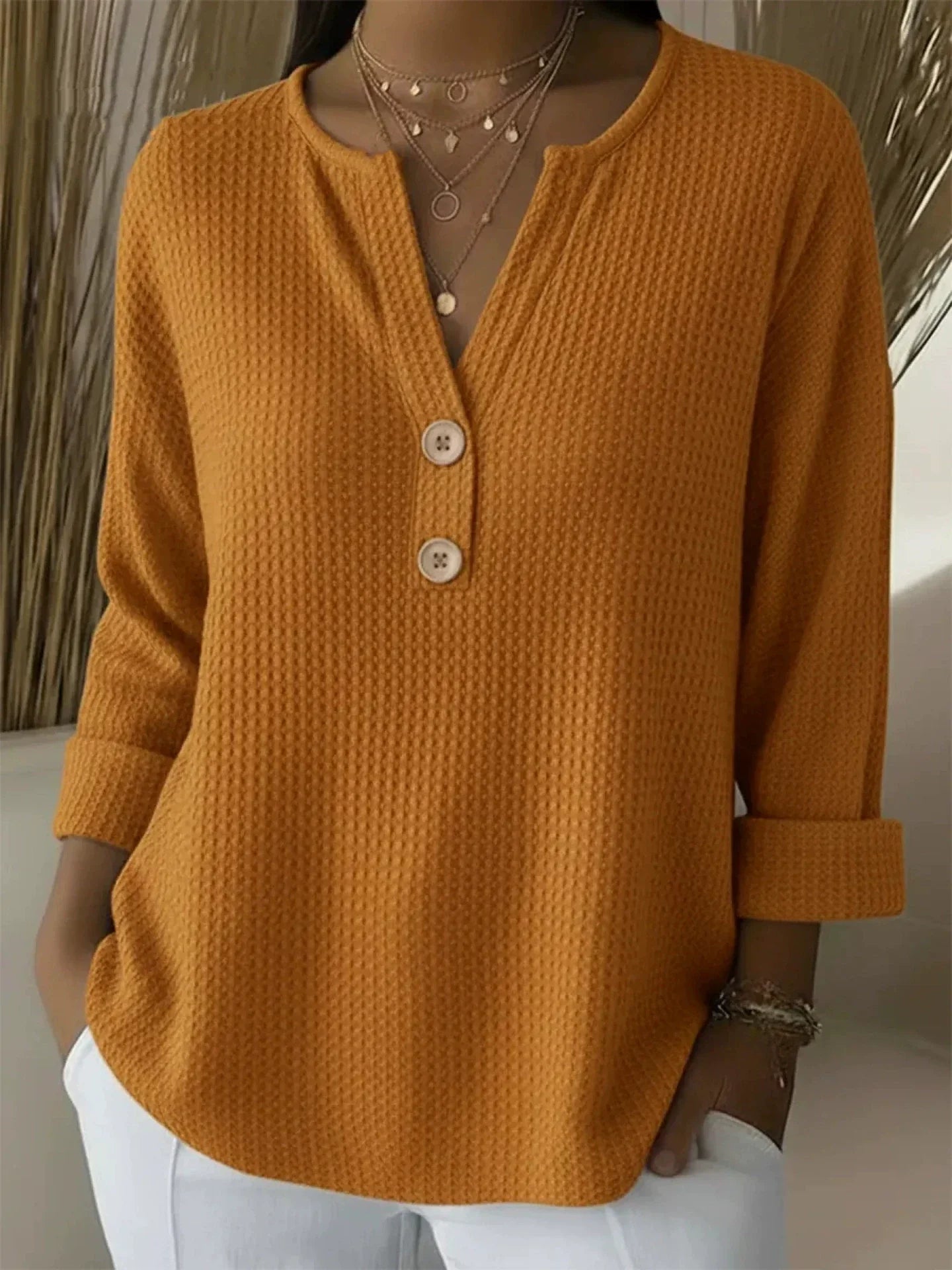 Mirabelle - Textured Button Sweater