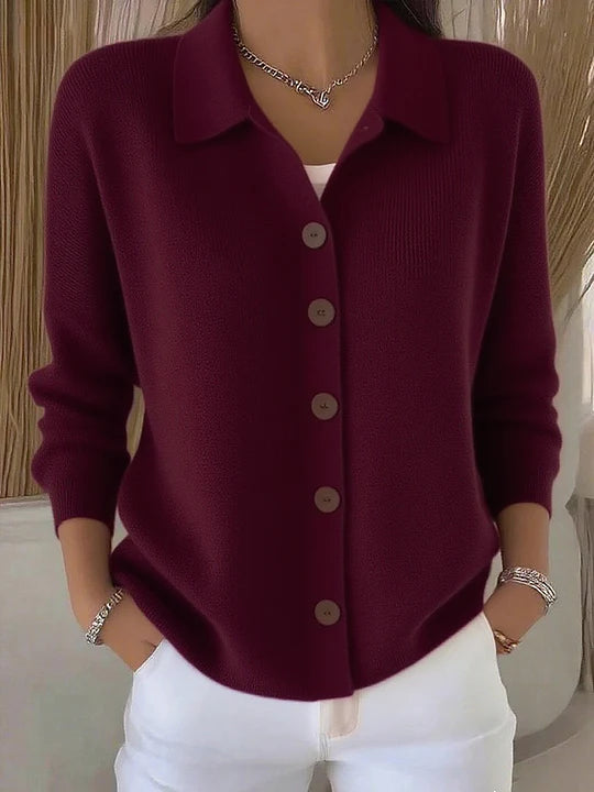 Maribel - Button-Up Knit Cardigan with Collar
