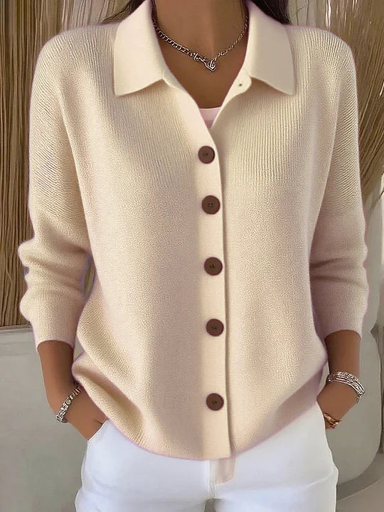 Maribel - Button-Up Knit Cardigan with Collar