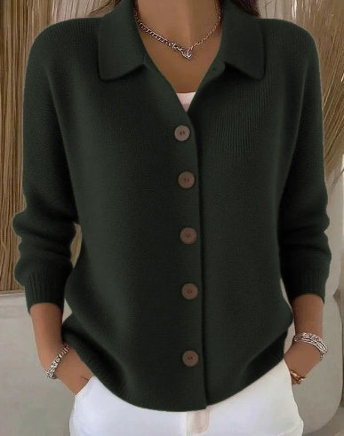Maribel - Button-Up Knit Cardigan with Collar